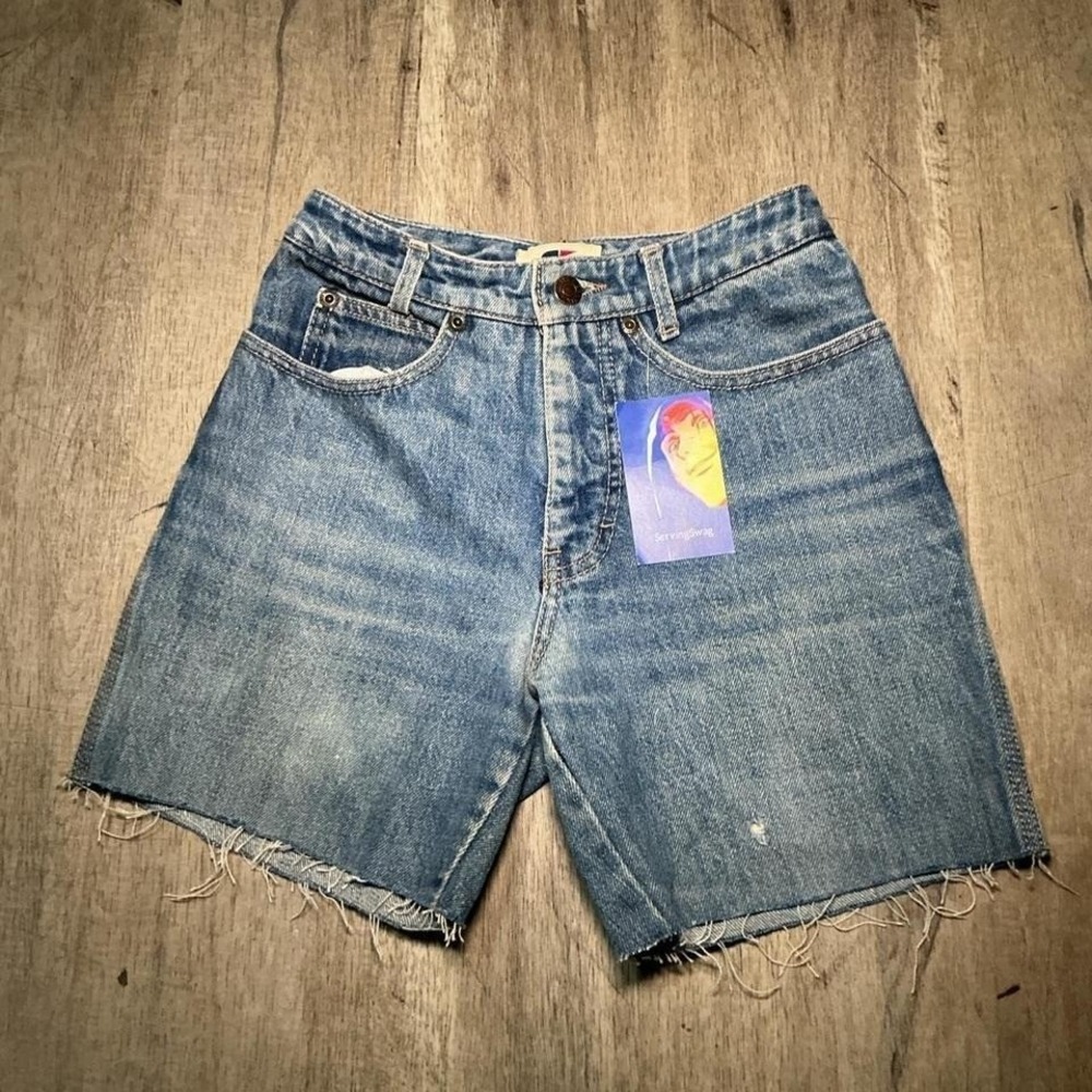 Calvin Klein Y2K Baggy Wide Leg Denim Shorts Size 5 Blue Streetwear